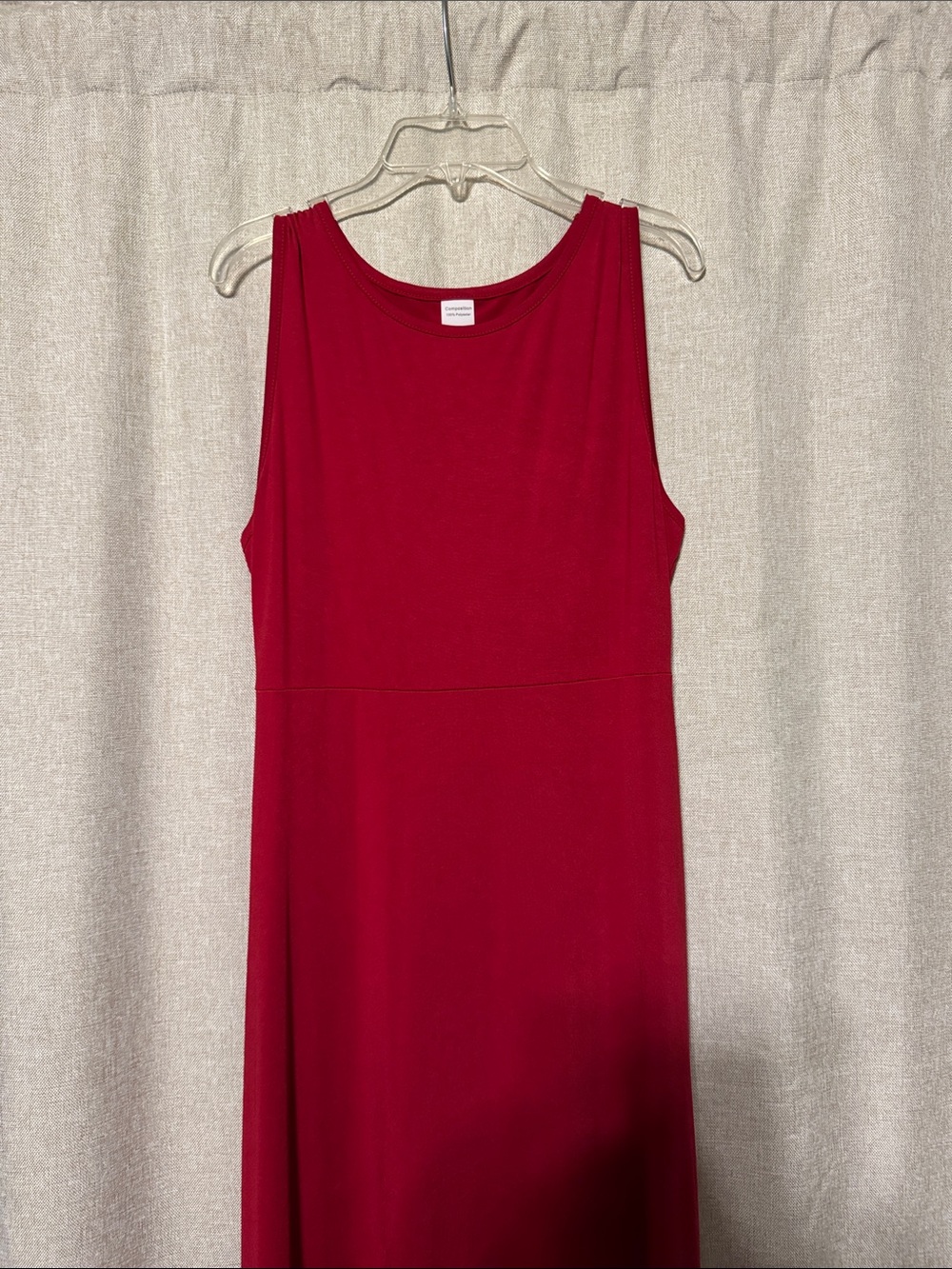 Sleeveless Red Maxi Dress - Classic Round Neck - Picture 2 of 4